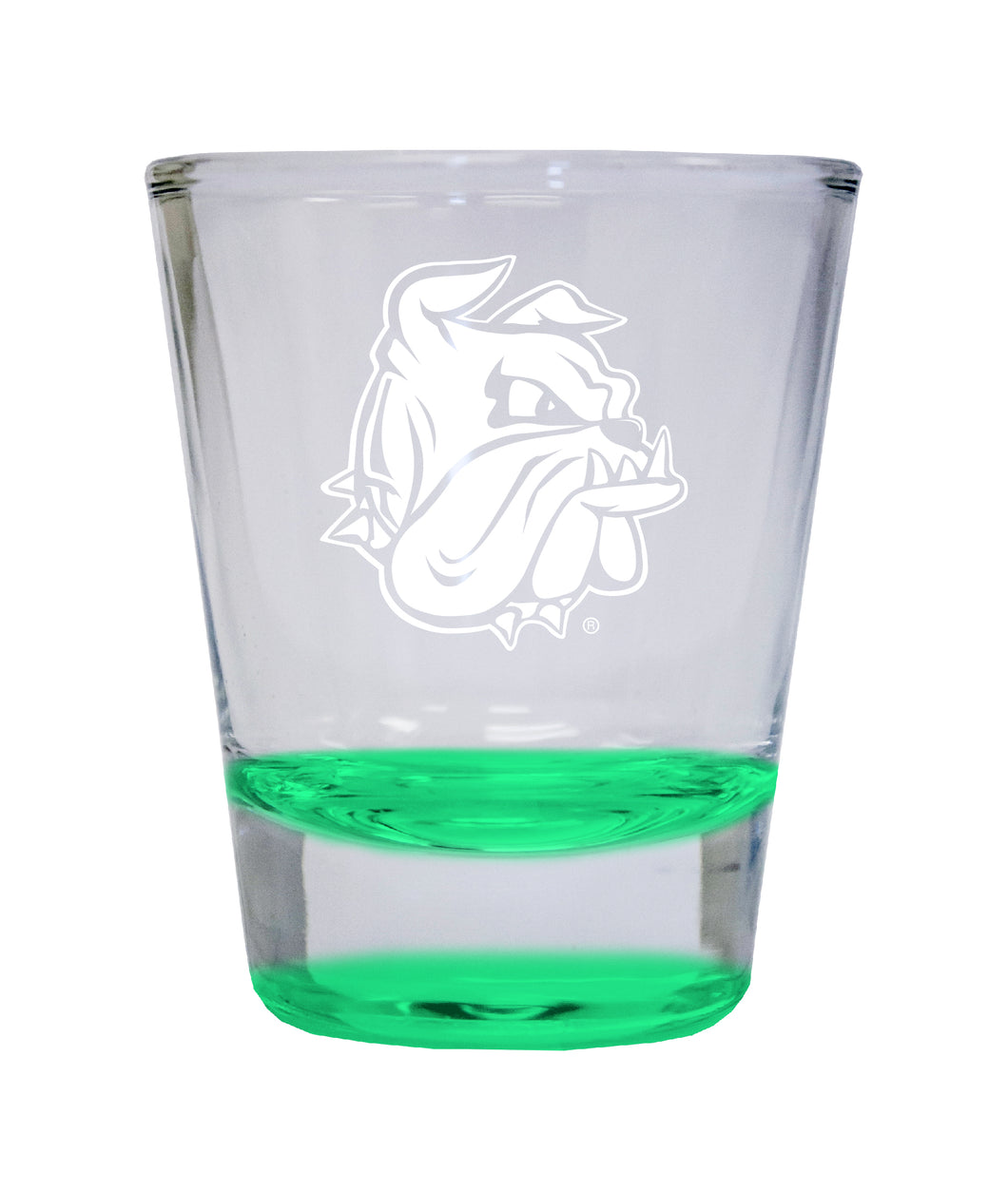 Minnesota Duluth Bulldogs Etched Round Shot Glass 2 oz Green