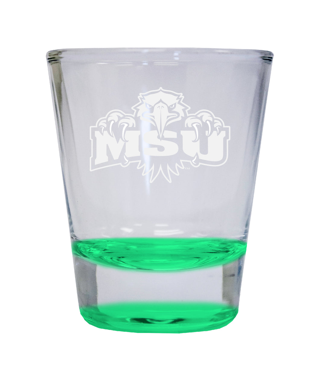 Morehead State University Etched Round Shot Glass 2 oz Green