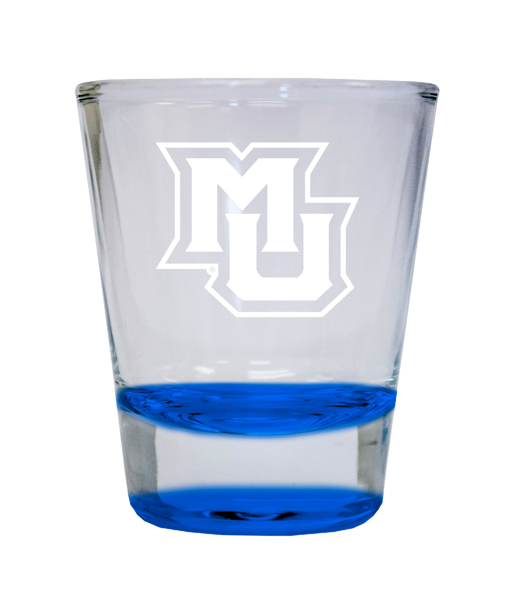 Marquette Golden Eagles Etched Round Shot Glass 2 oz Blue