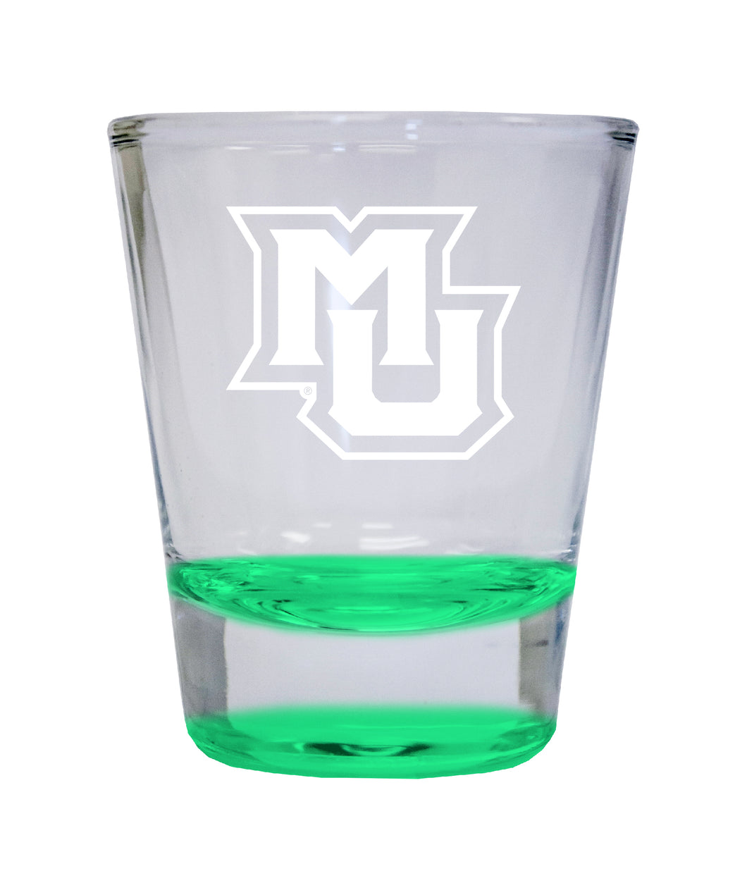 Marquette Golden Eagles Etched Round Shot Glass 2 oz Green