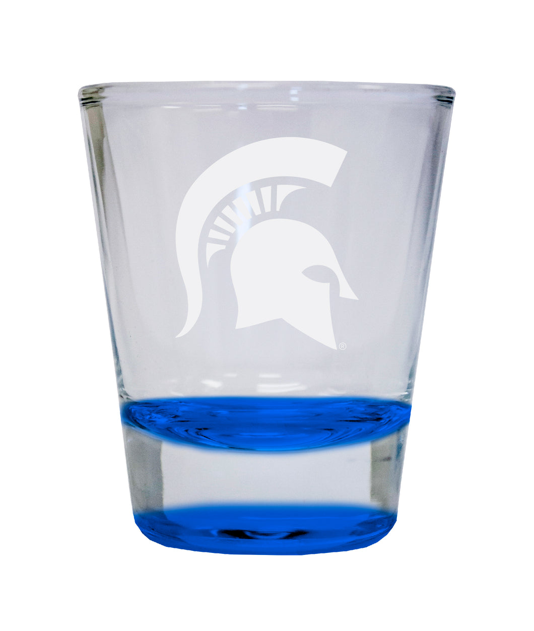 Michigan State Spartans Etched Round Shot Glass 2 oz Blue