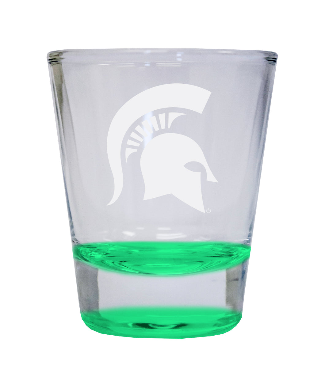 Michigan State Spartans Etched Round Shot Glass 2 oz Green