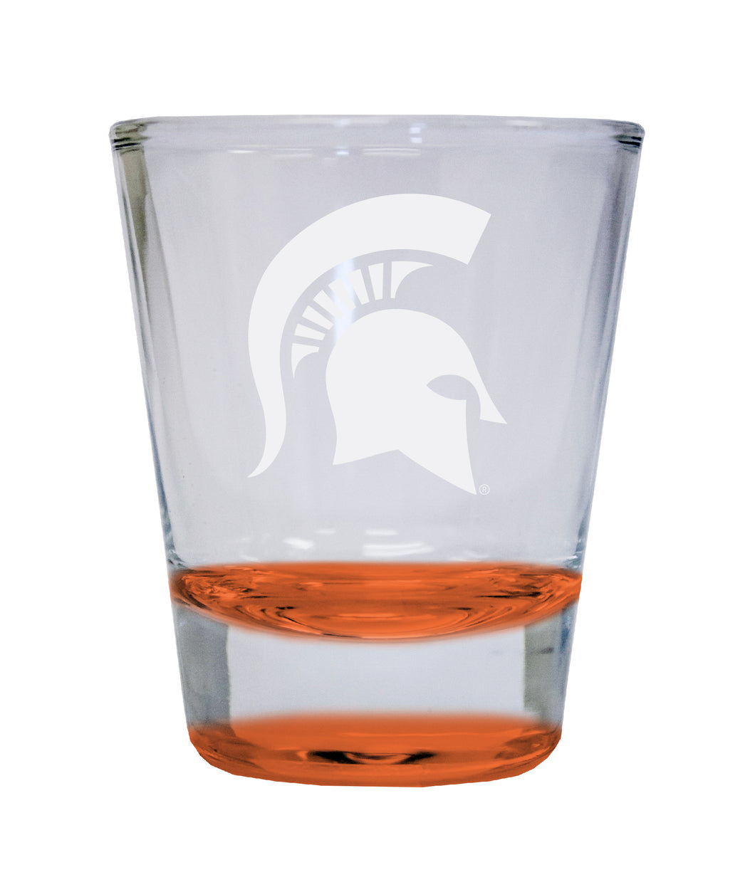 Michigan State Spartans Etched Round Shot Glass 2 oz Orange