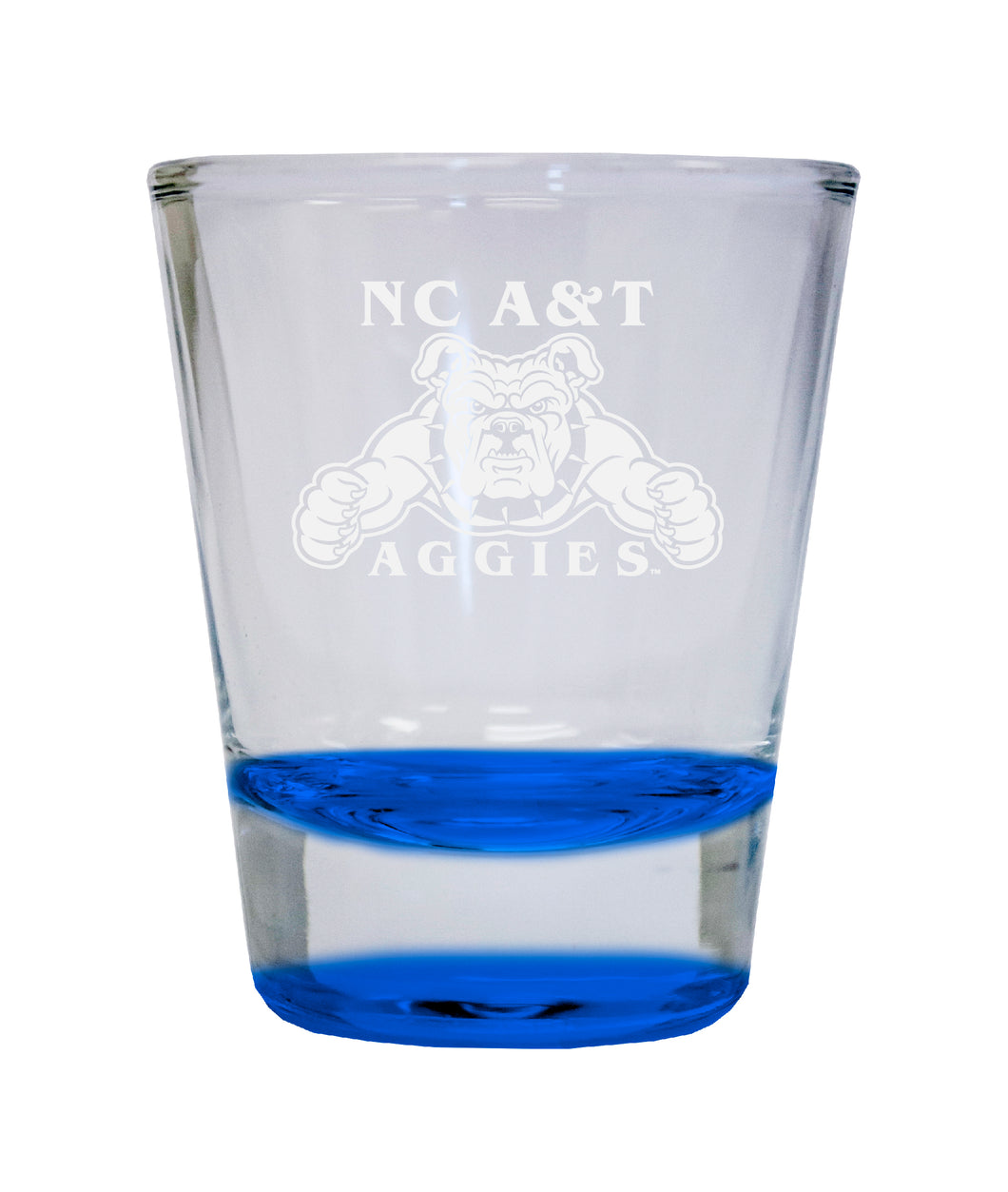 North Carolina A&T State Aggies Etched Round Shot Glass 2 oz Blue