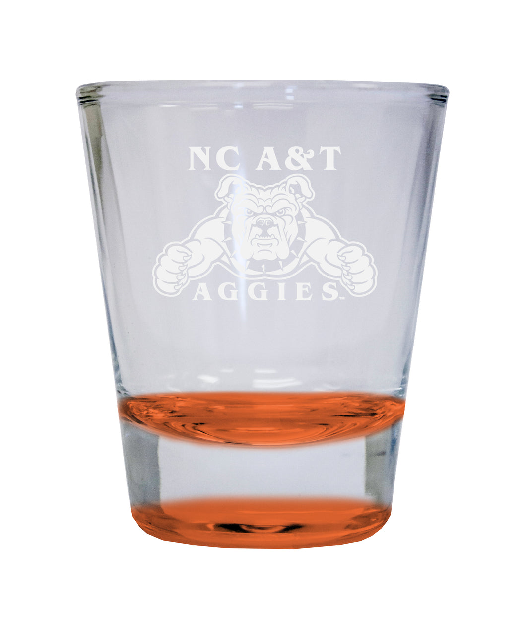 North Carolina A&T State Aggies Etched Round Shot Glass 2 oz Orange