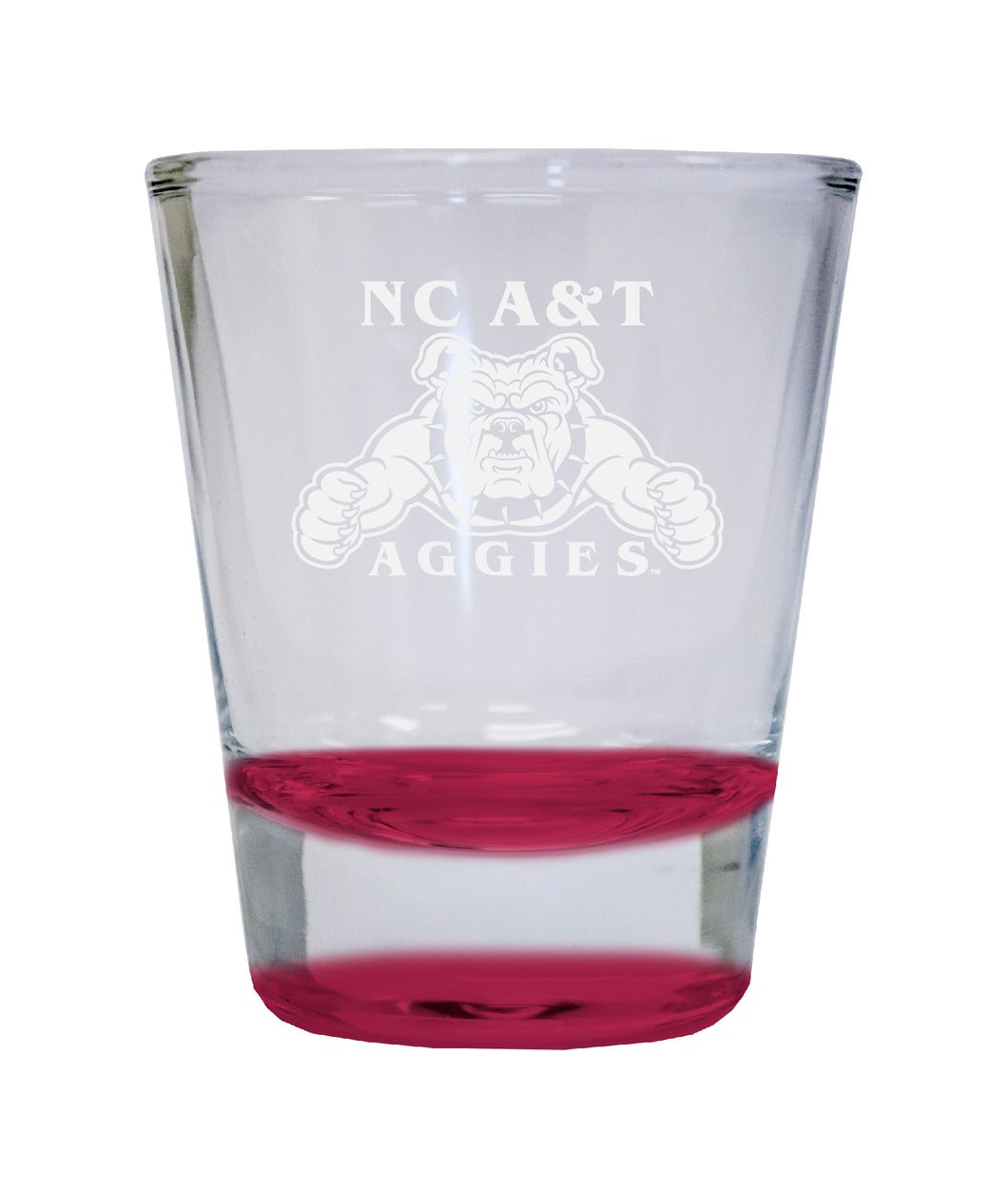 North Carolina A&T State Aggies Etched Round Shot Glass 2 oz Red
