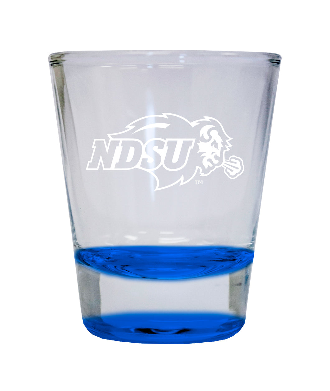 North Dakota State Bison Etched Round Shot Glass 2 oz Blue