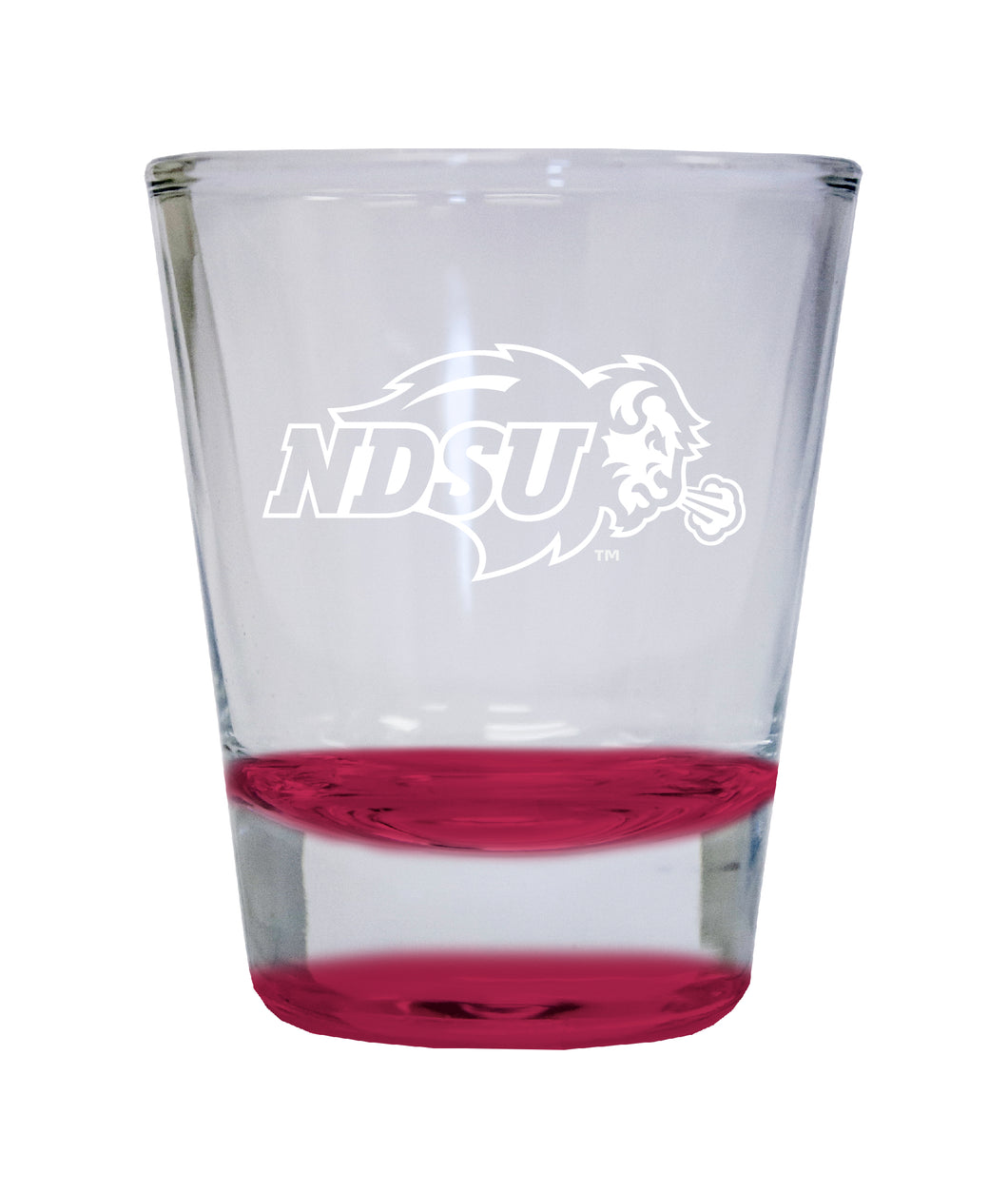 North Dakota State Bison Etched Round Shot Glass 2 oz Red