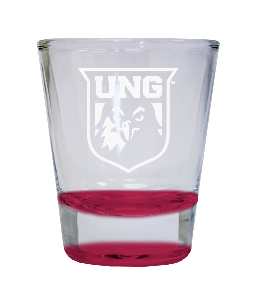 North Georgia Nighhawks Etched Round Shot Glass 2 oz Red