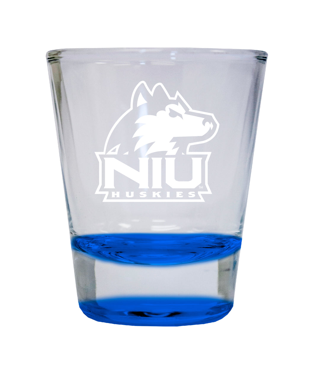 Northern Illinois Huskies Etched Round Shot Glass 2 oz Blue
