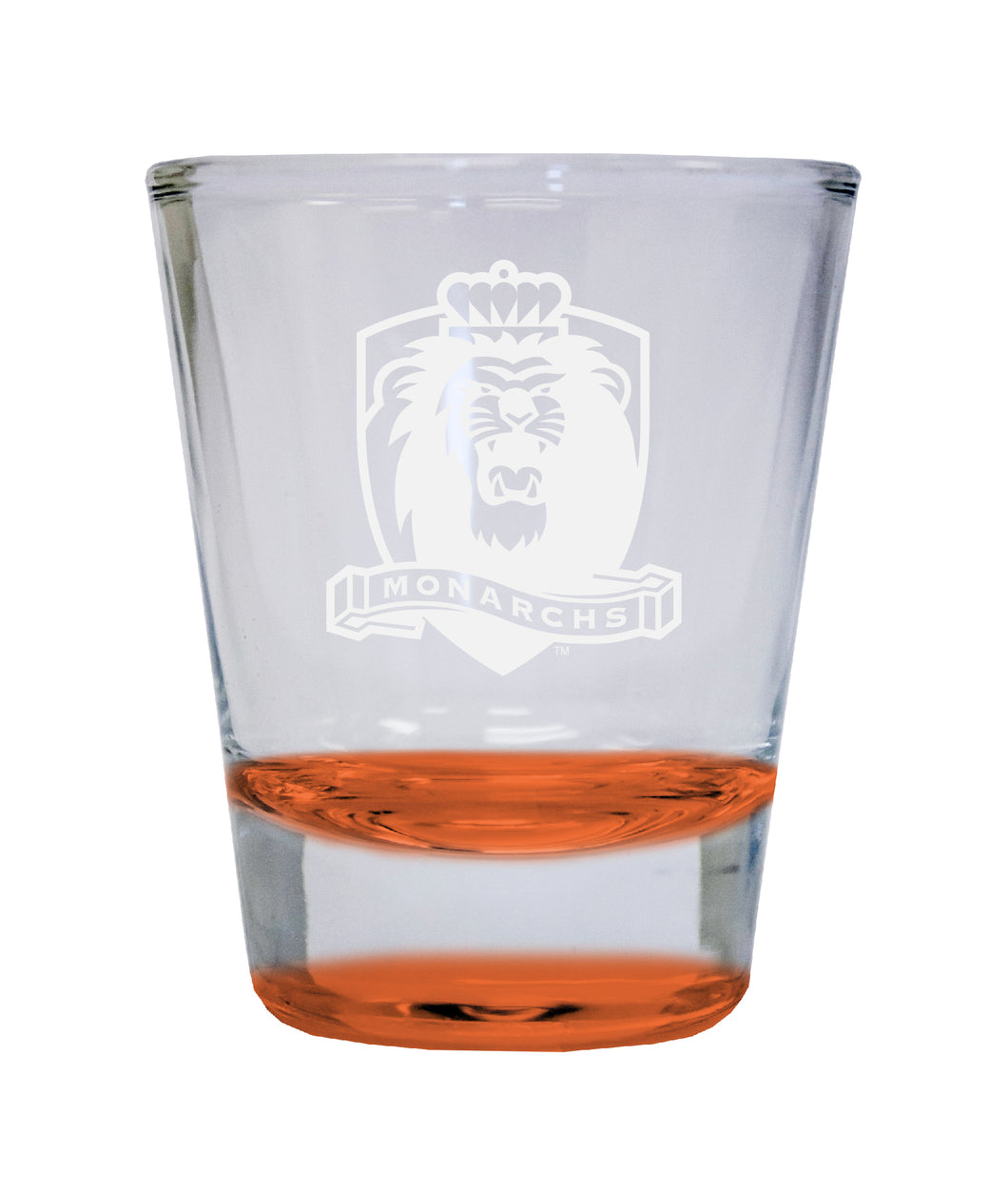 Old Dominion Monarchs Etched Round Shot Glass 2 oz Orange