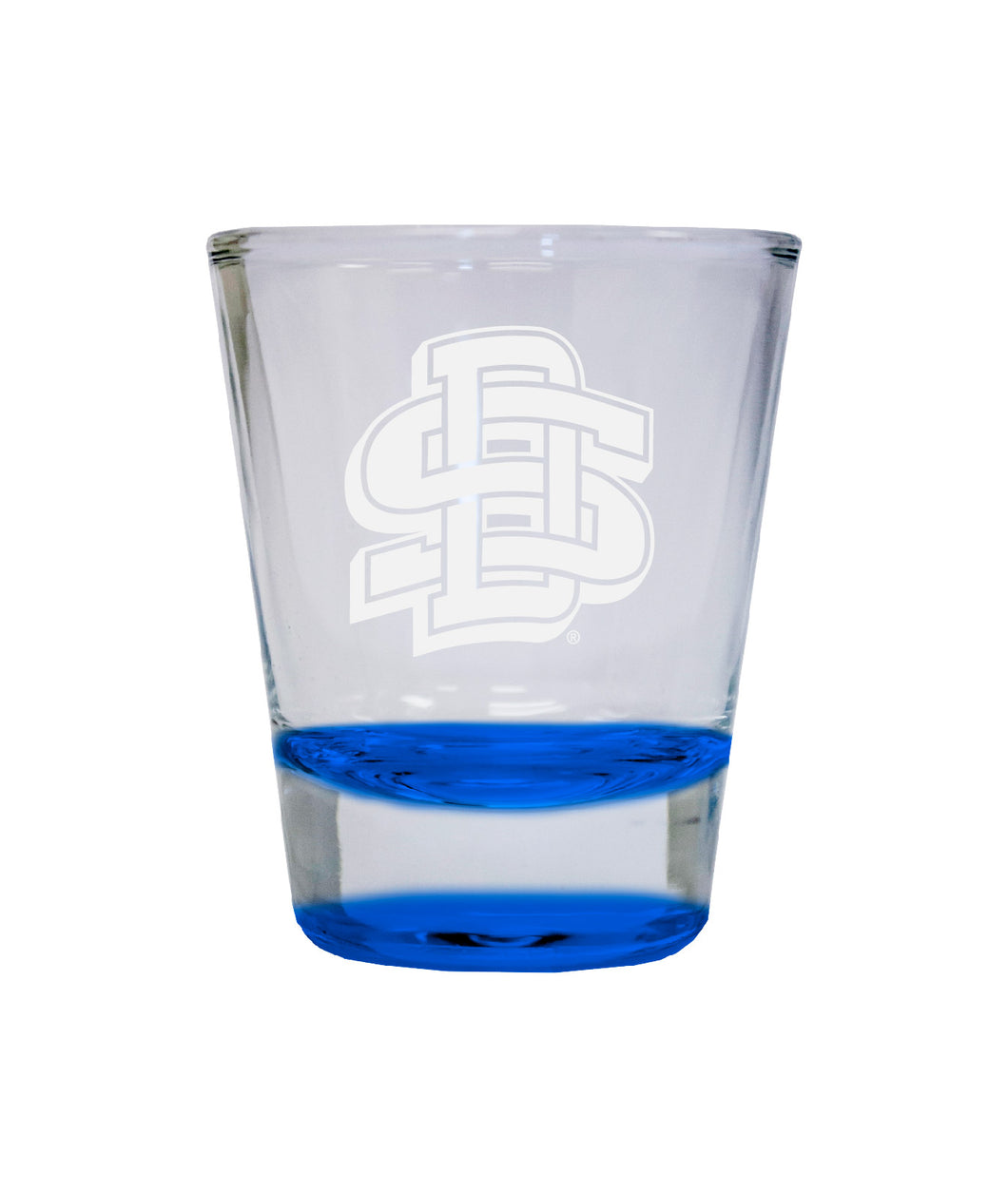 South Dakota Coyotes Etched Round Shot Glass 2 oz Red