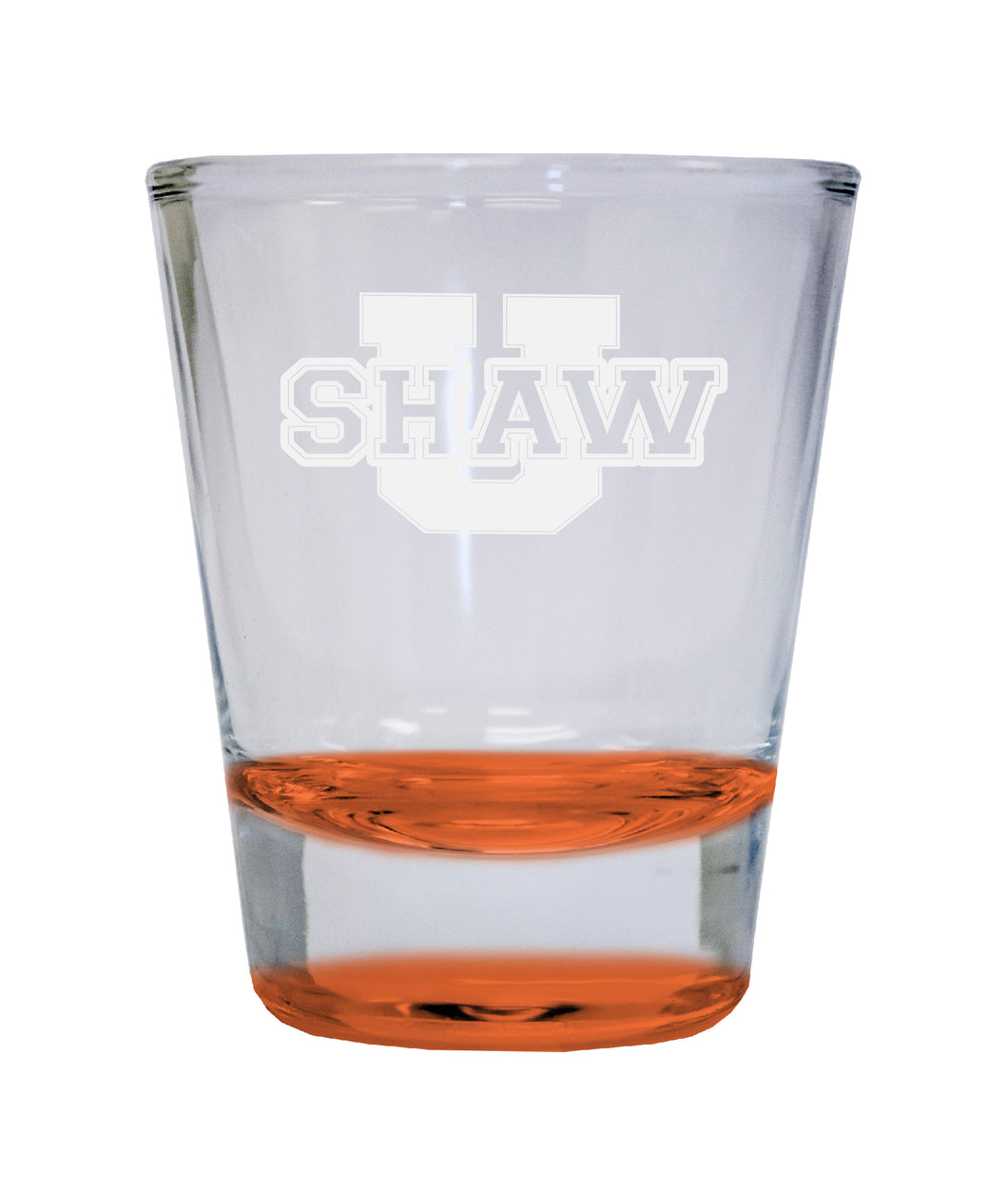 Shaw University Bears Etched Round Shot Glass 2 oz Orange