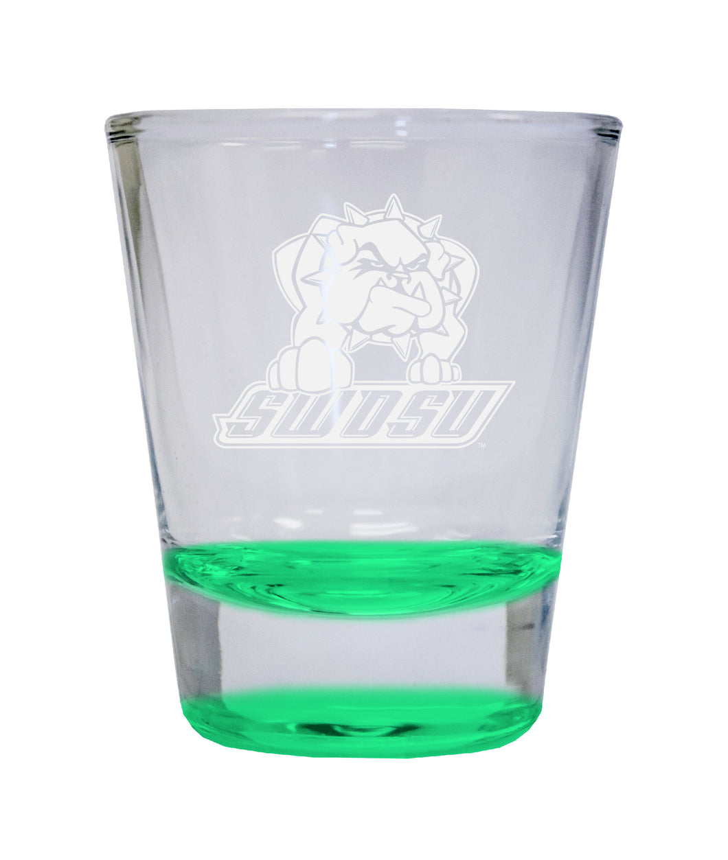Southwestern Oklahoma State University Etched Round Shot Glass 2 oz Green