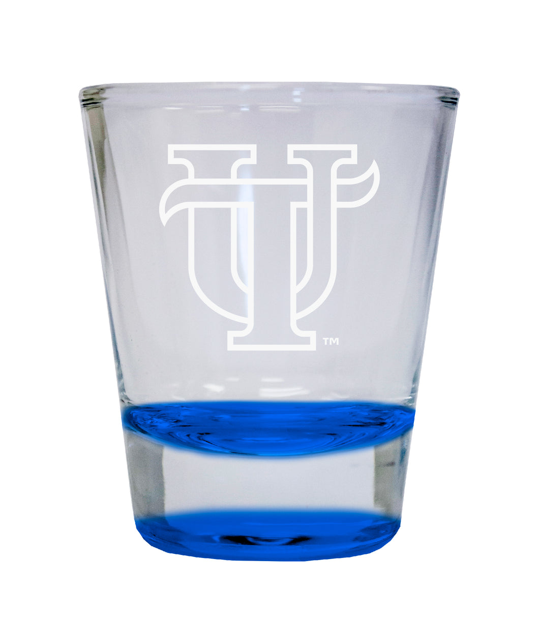 University of Tampa Spartans Etched Round Shot Glass 2 oz Blue