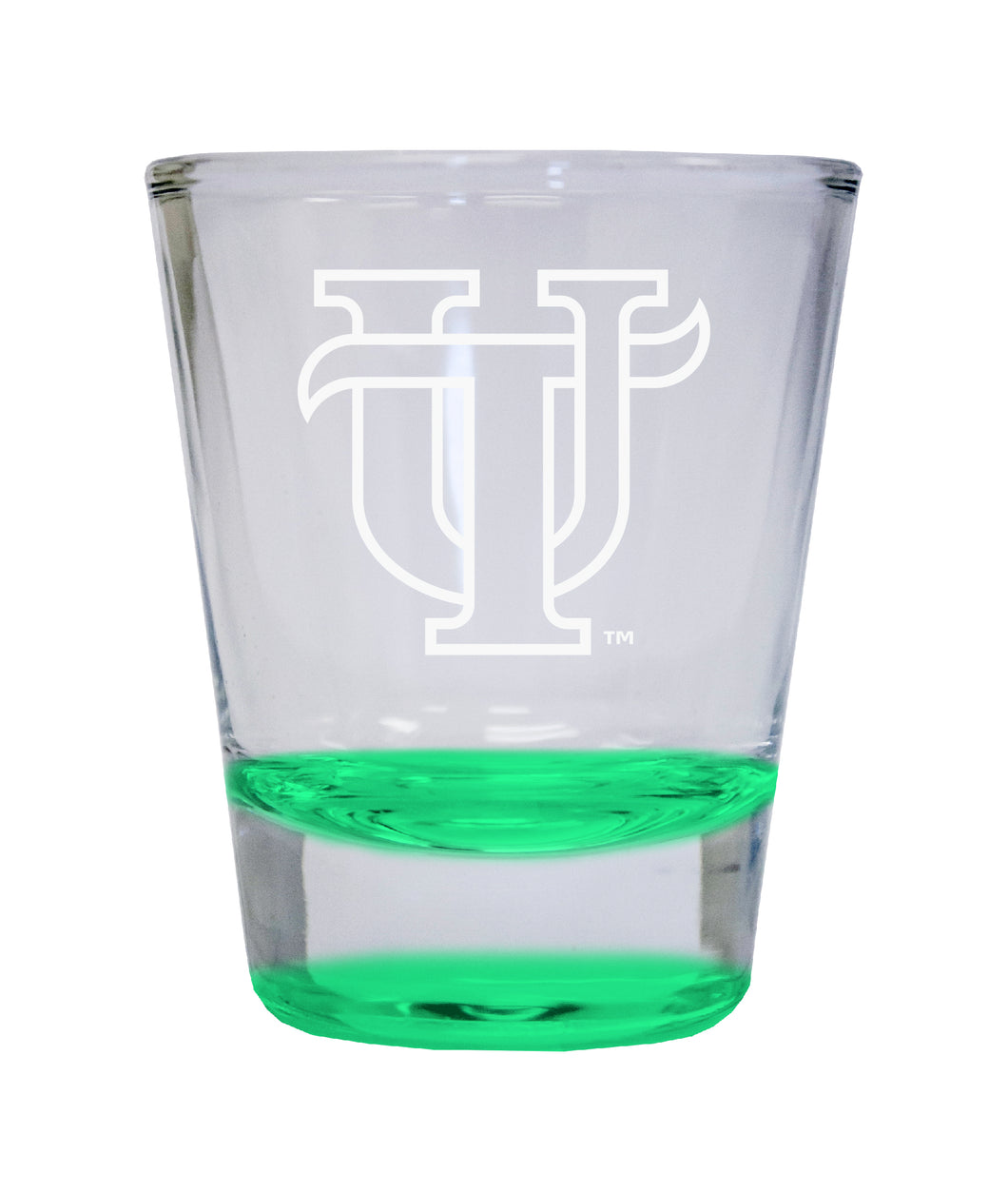 University of Tampa Spartans Etched Round Shot Glass 2 oz Green
