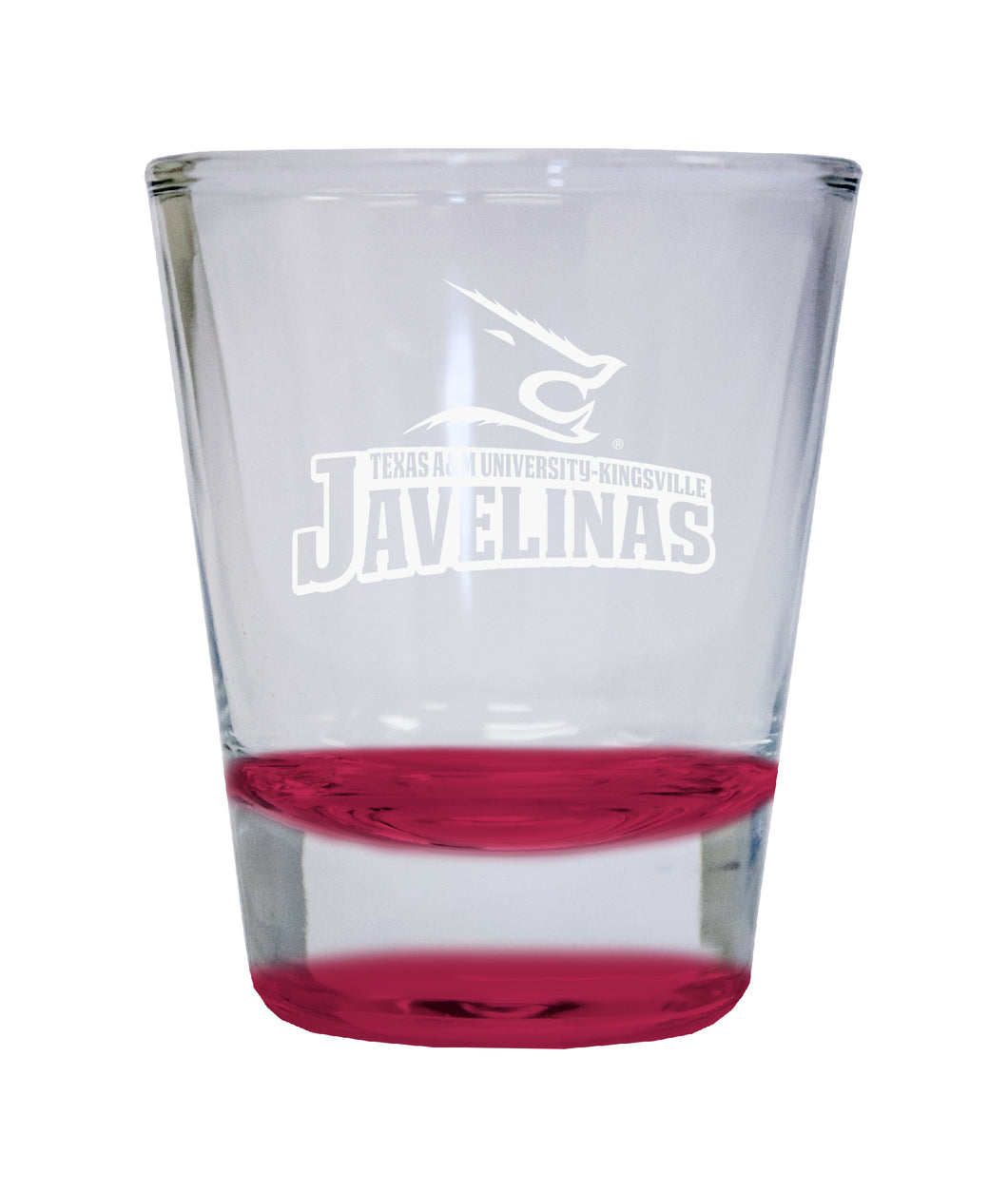 Texas A&M Kingsville Javelinas Etched Round Shot Glass 2 oz Red