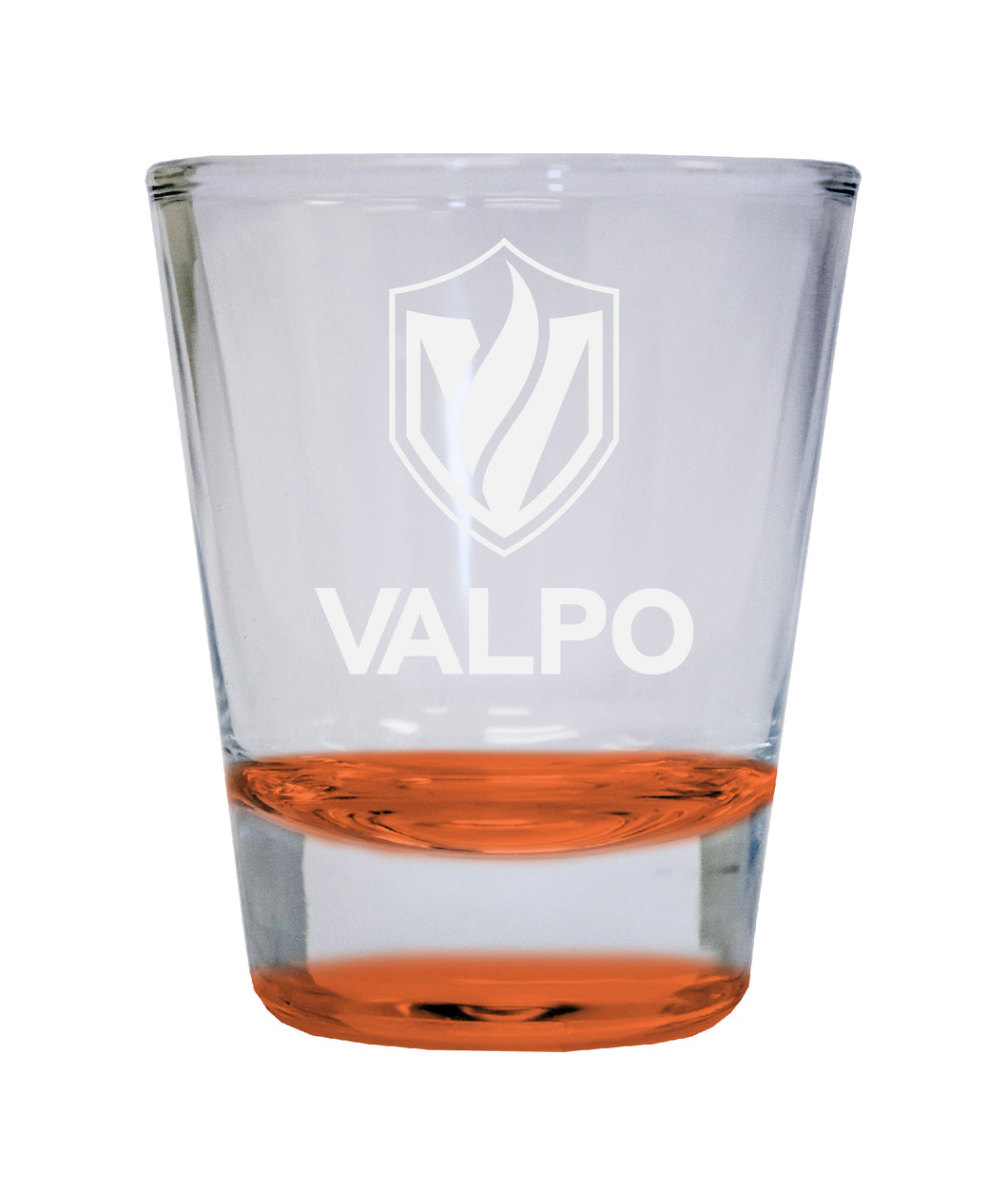 Valparaiso University Etched Round Shot Glass 2 oz Orange