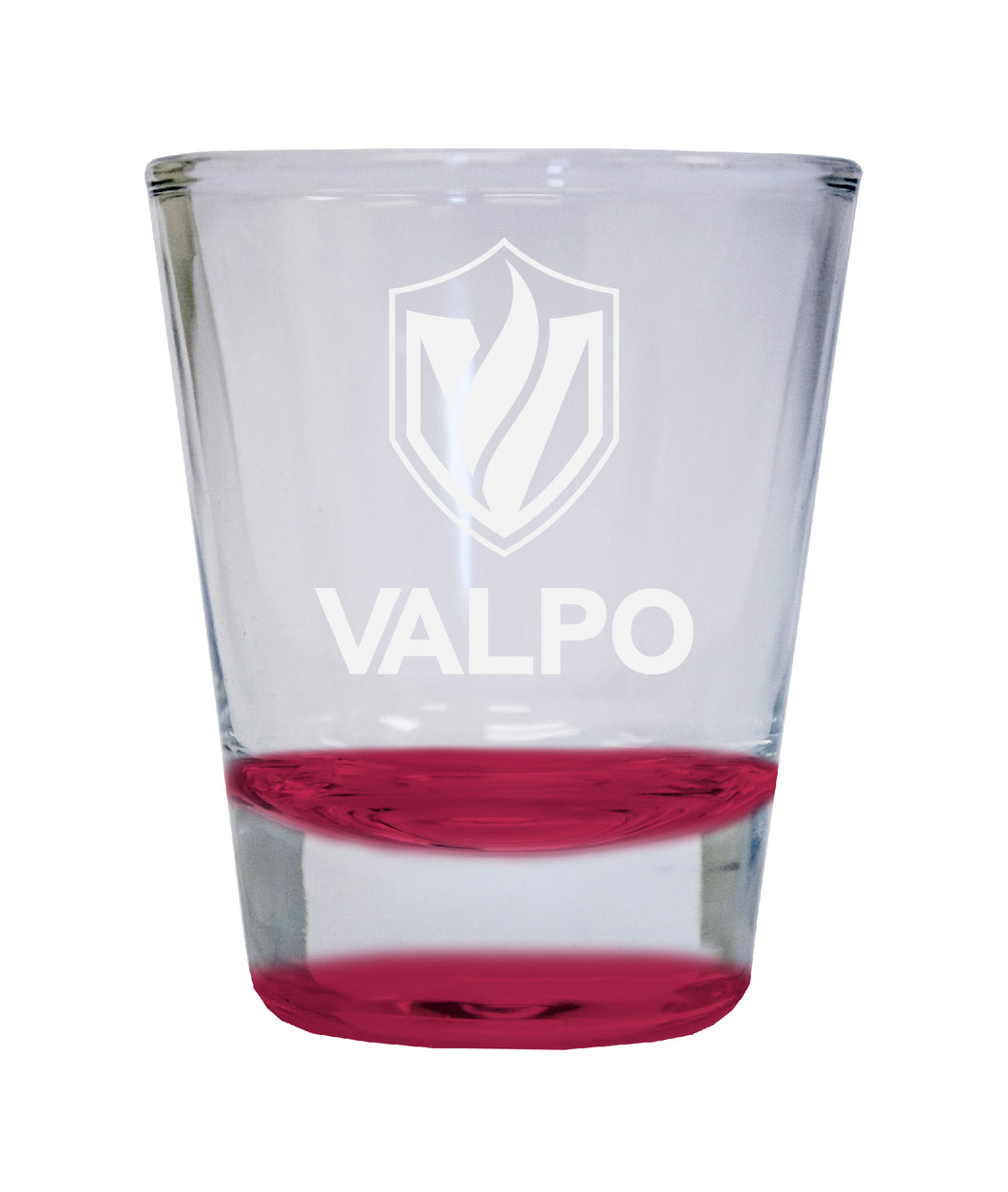 Valparaiso University Etched Round Shot Glass 2 oz Red
