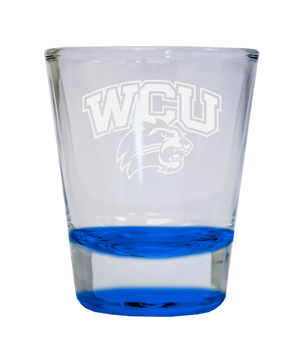 Western Carolina University Etched Round Shot Glass 2 oz Blue