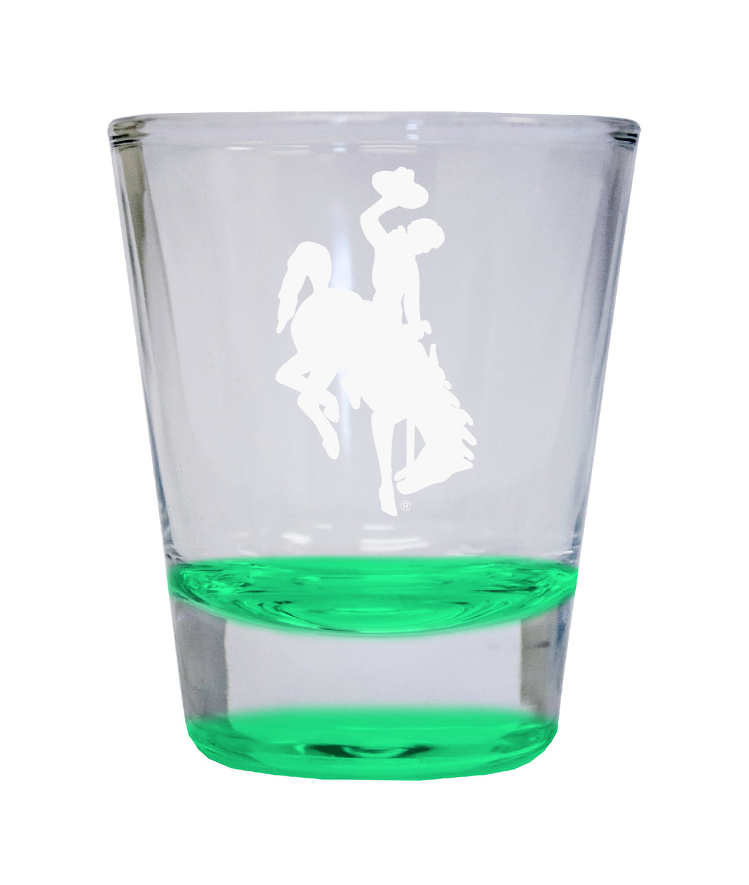 University of Wyoming Etched Round Shot Glass 2 oz Green
