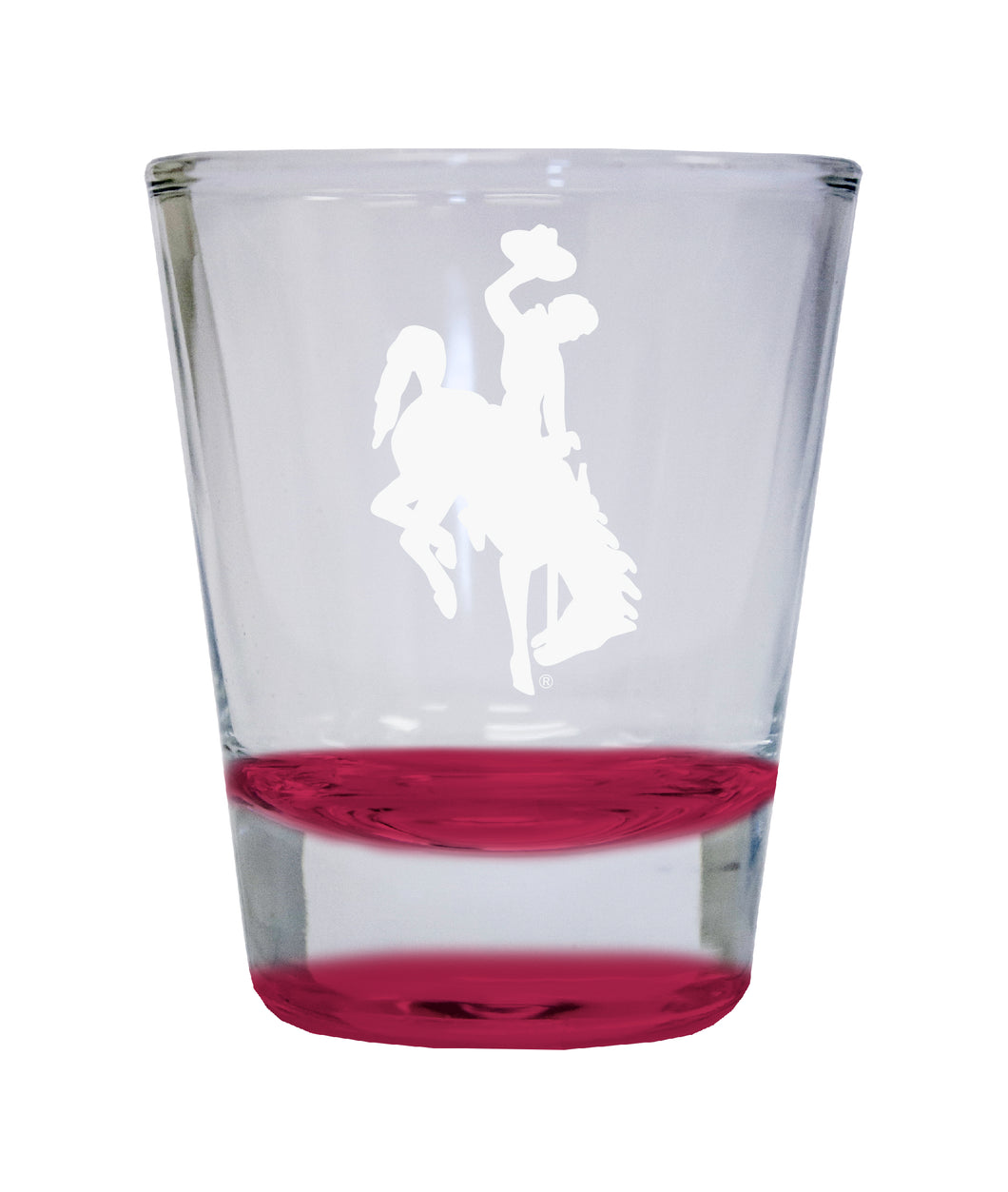 University of Wyoming Etched Round Shot Glass 2 oz Red