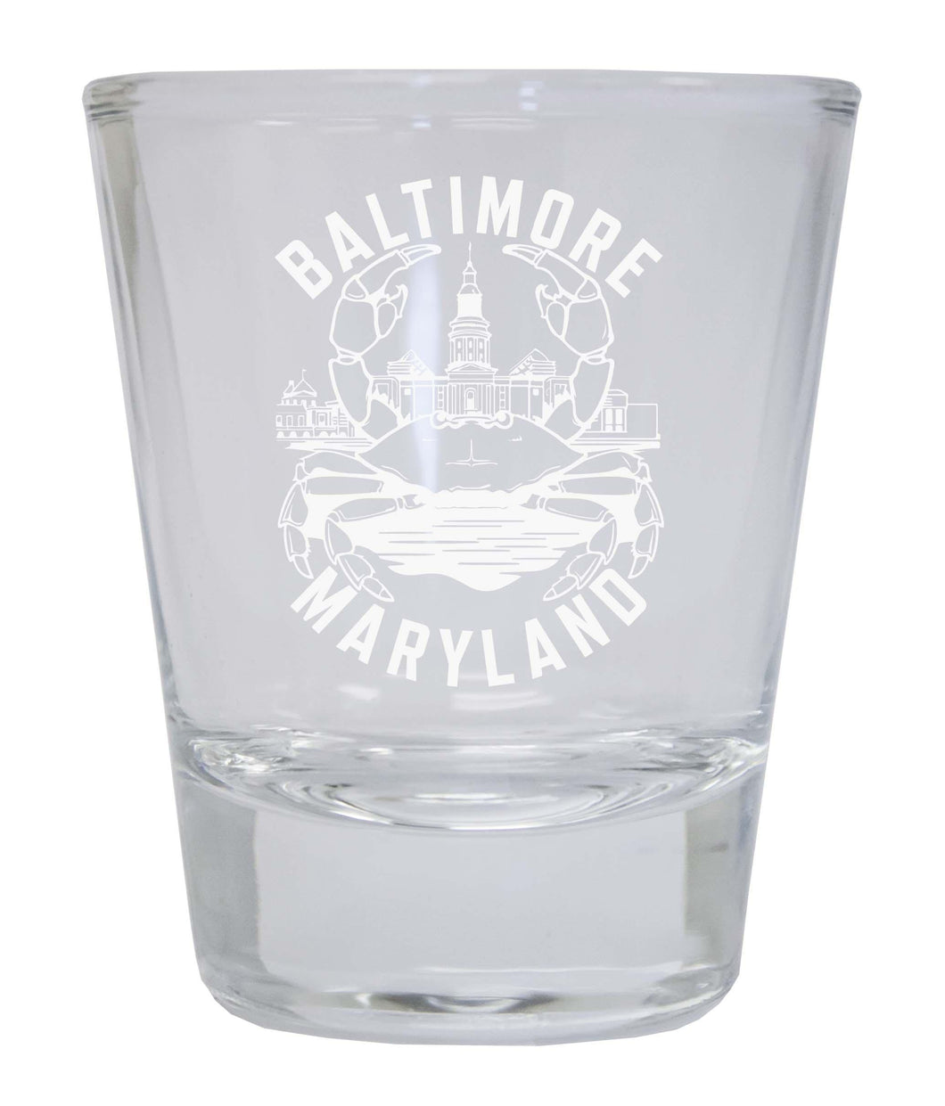 Baltimore Maryland A Souvenir 1.5 Ounce Engraved Shot Glass Round