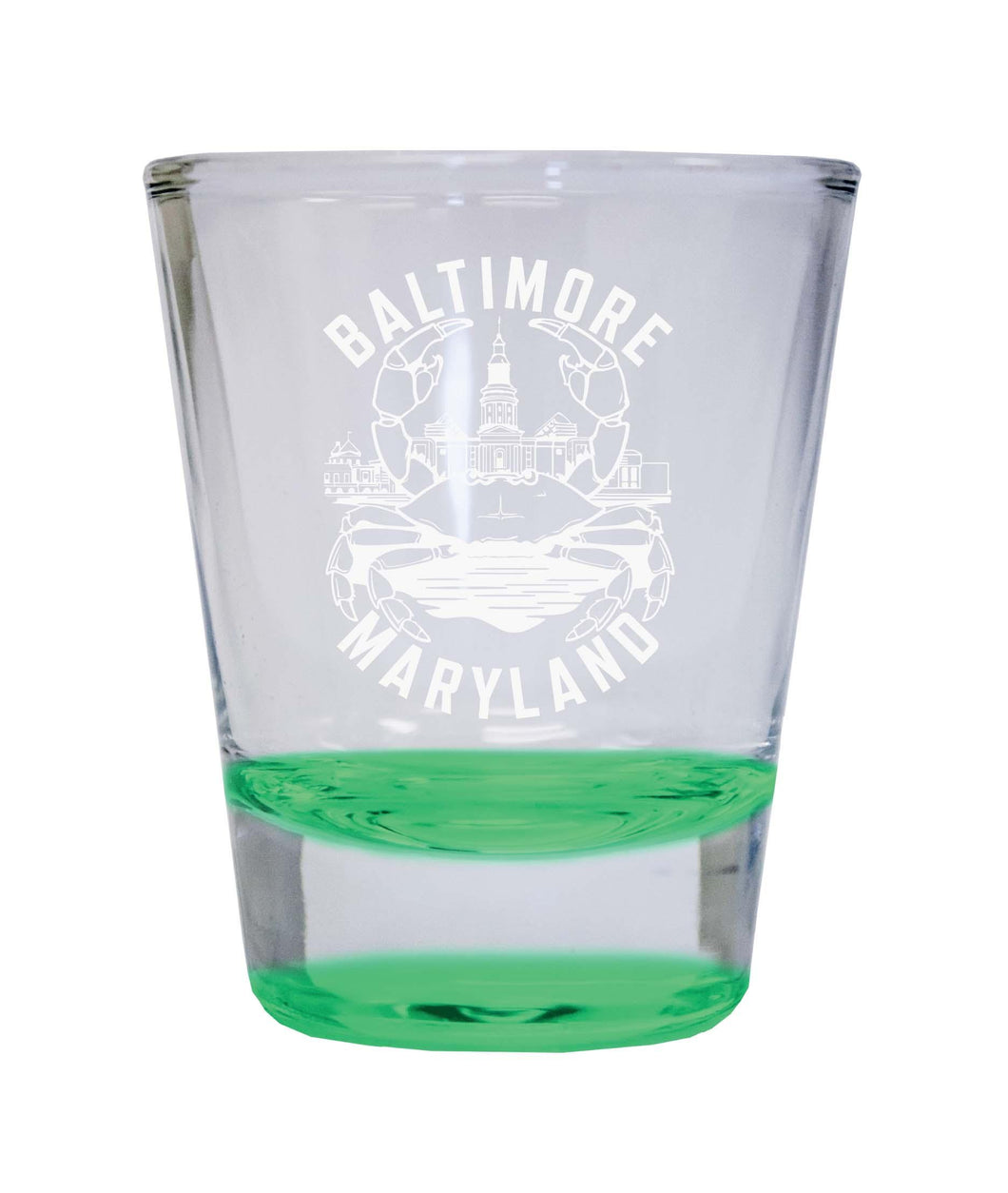 Baltimore Maryland A Souvenir 1.5 Ounce Engraved Shot Glass Round