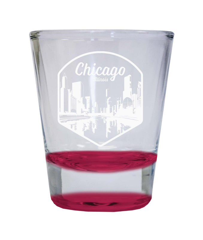 Chicago Illinois Souvenir 1.5 Ounce Engraved Shot Glass Round