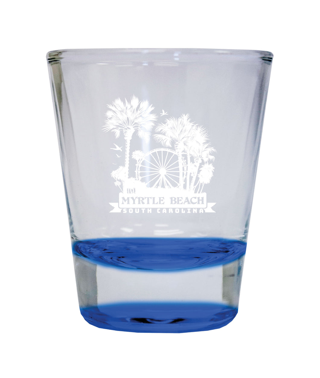 Myrtle Beach South Carolina Laser Etched Souvenir 1.5 Ounce Shot Glass Round