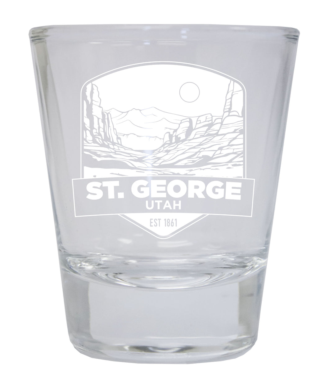 St. George Utah Souvenir 1.5 Ounce Engraved Shot Glass Round