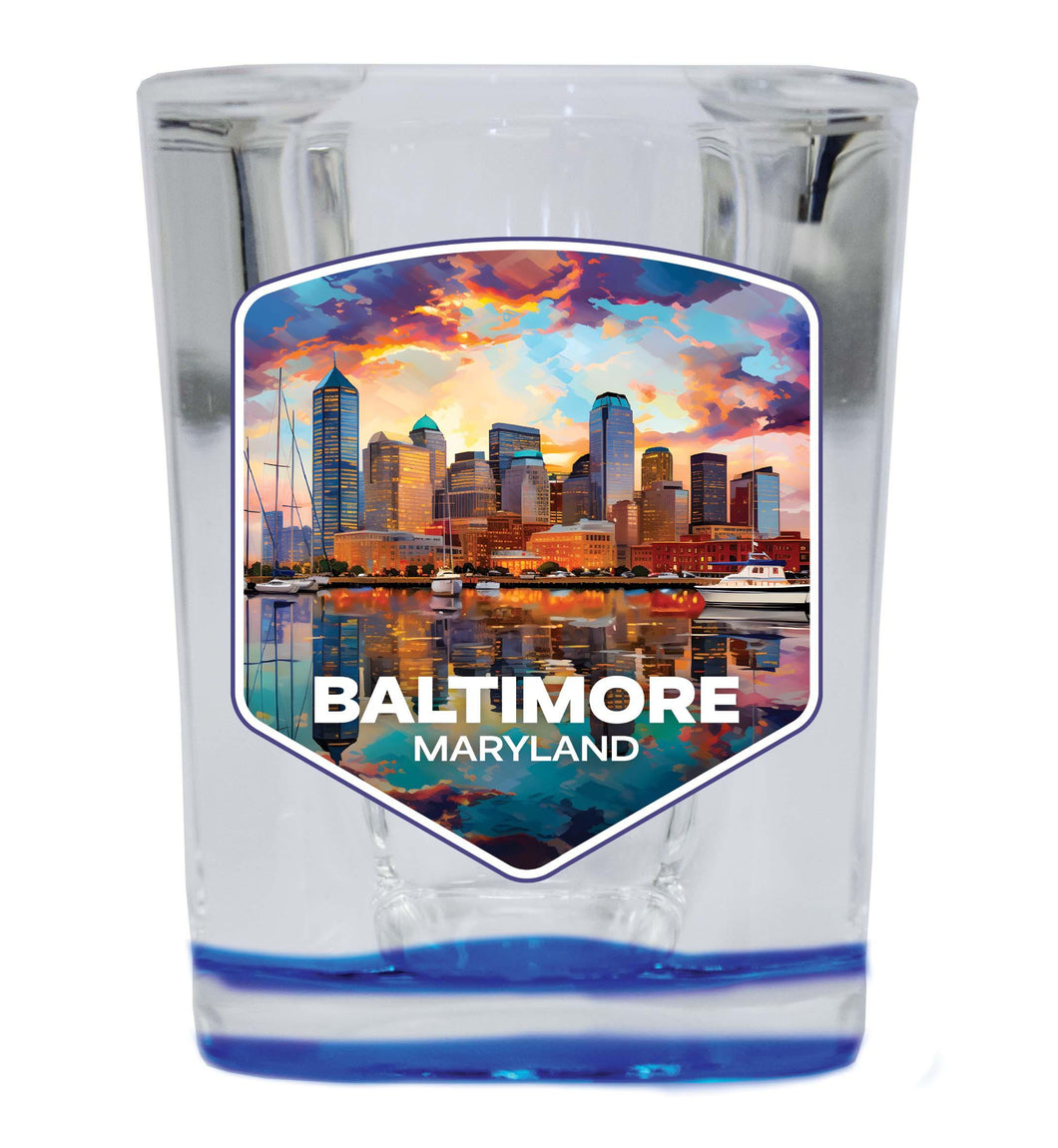 Baltimore Maryland A Souvenir 2.5 Ounce Shot Glass Square  Base