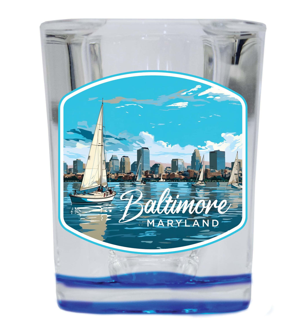 Baltimore Maryland B Souvenir 2.5 Ounce Shot Glass Square  Base