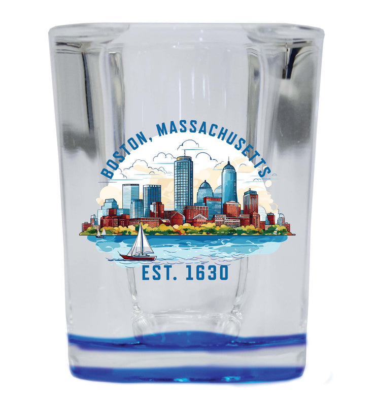 Boston Massachusetts B Souvenir 2.5 Ounce Shot Glass Square