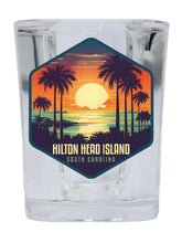 Load image into Gallery viewer, Hilton Head Island Souvenir 2.5 Ounce Shot Glass Square Blue Base
