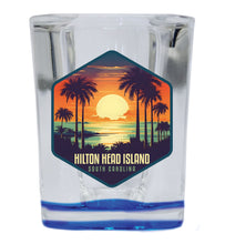 Load image into Gallery viewer, Hilton Head Island Souvenir 2.5 Ounce Shot Glass Square Blue Base

