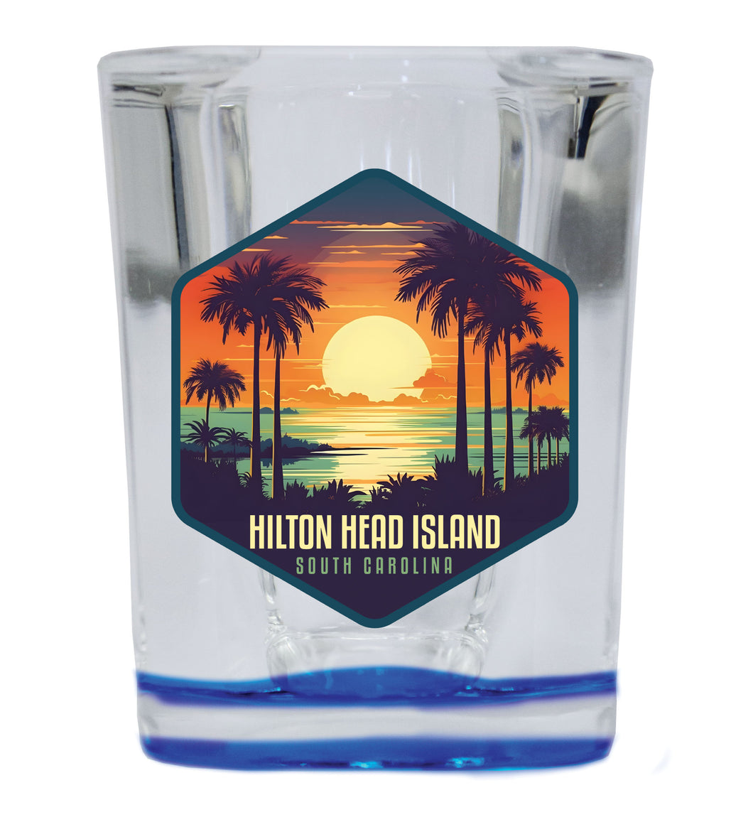 Hilton Head Island Souvenir 2.5 Ounce Shot Glass Square Blue Base