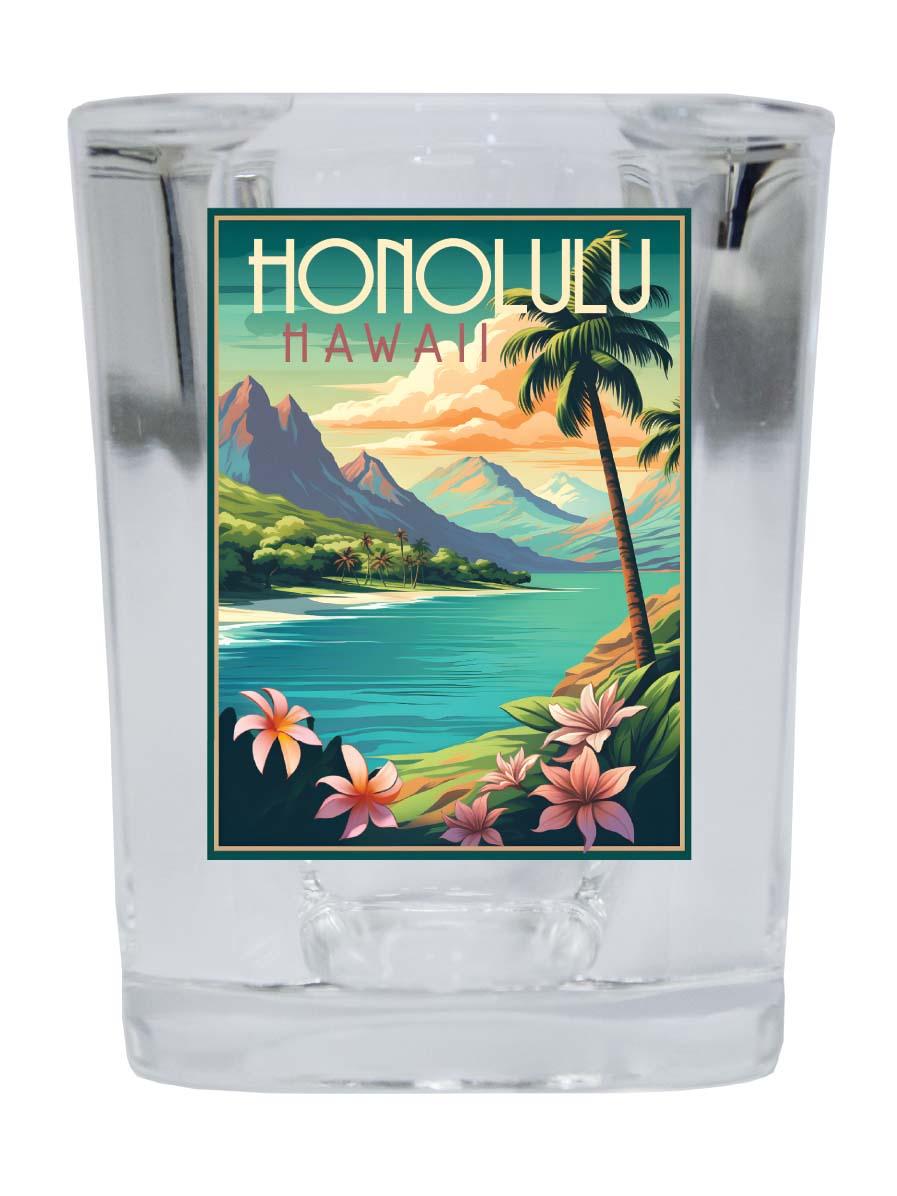 Honolulu Hawaii C Souvenir 2.5 Ounce Shot Glass Square