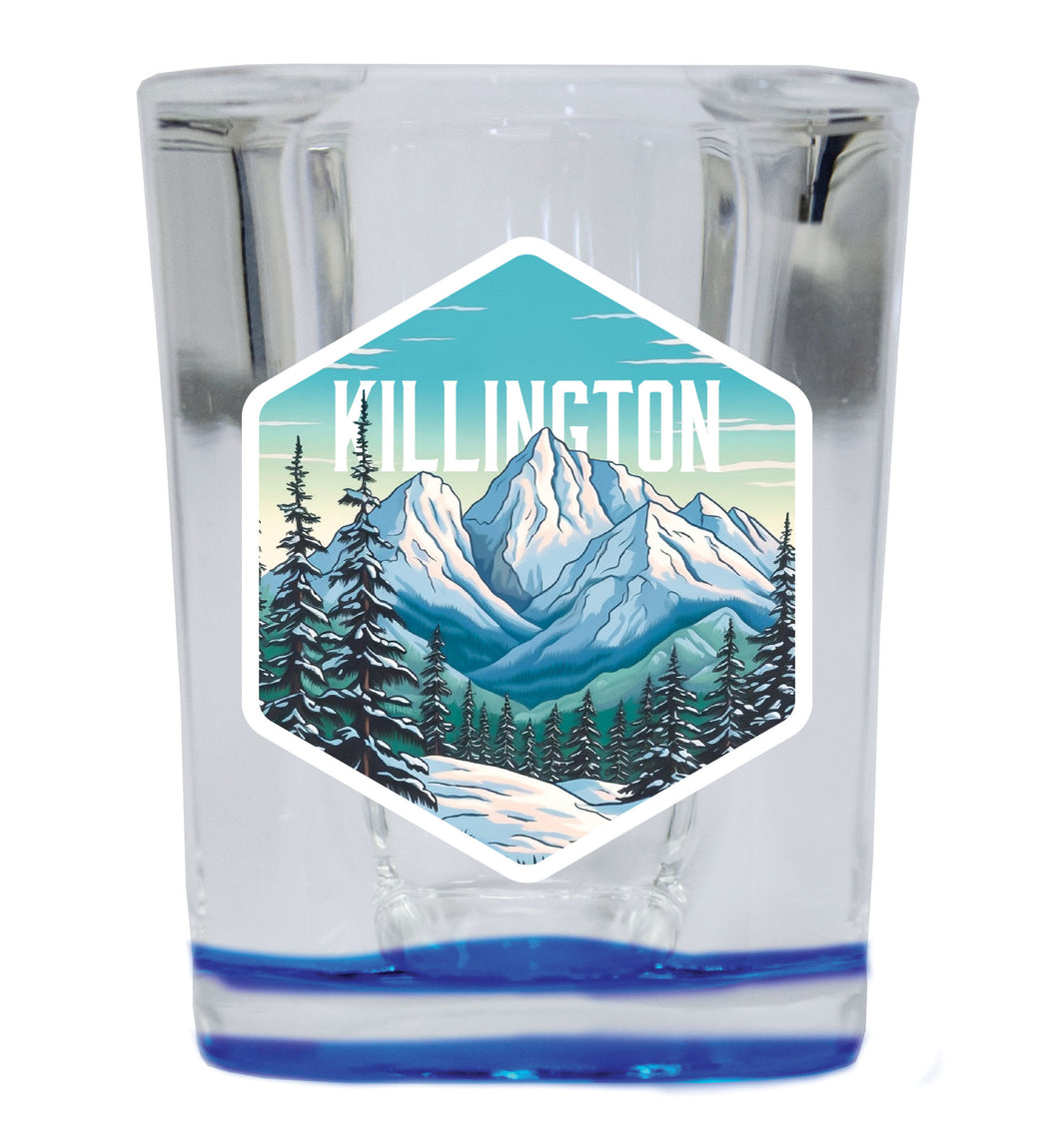 Killington Vermont Souvenir 2.5 Ounce Shot Glass Square Blue Base