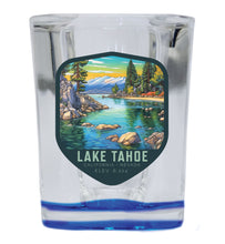 Load image into Gallery viewer, Lake Tahoe California Souvenir 2.5 Ounce Shot Glass Square Blue Base
