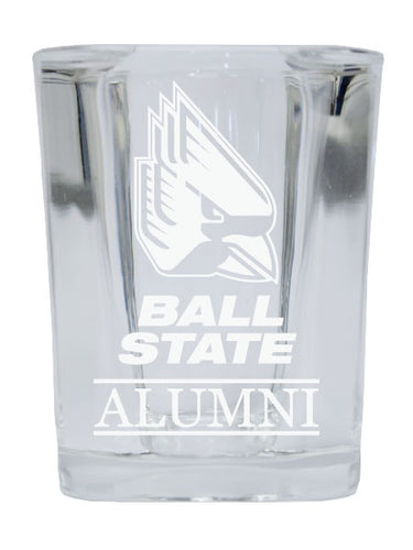 NCAA Ball State University Alumni 2oz Laser Etched Square Shot Glass 