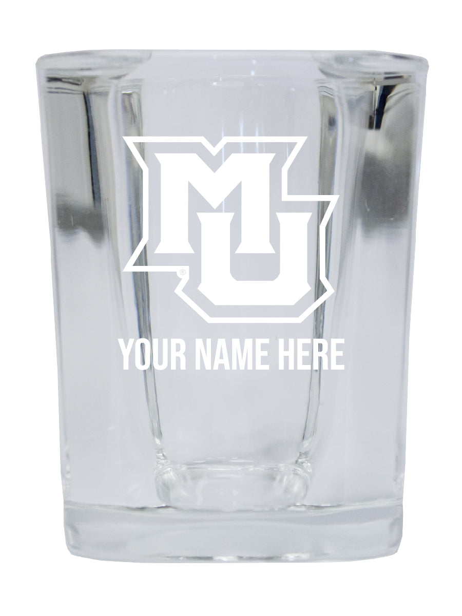 Personalized Marquette Golden Eagles Etched Square Shot Glass 2 oz With Custom Name