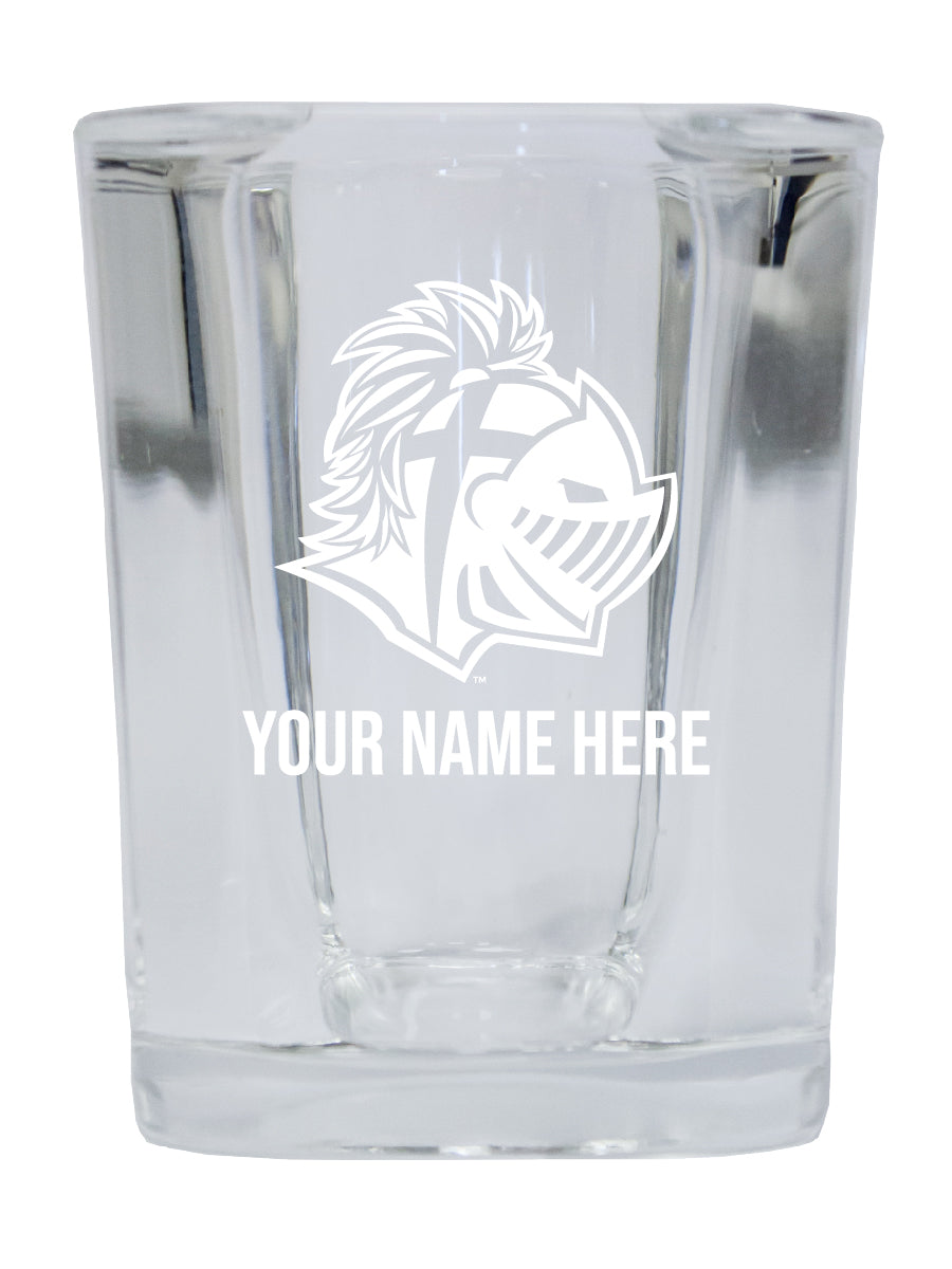 Personalized Southern Wesleyan University Etched Square Shot Glass 2 oz With Custom Name