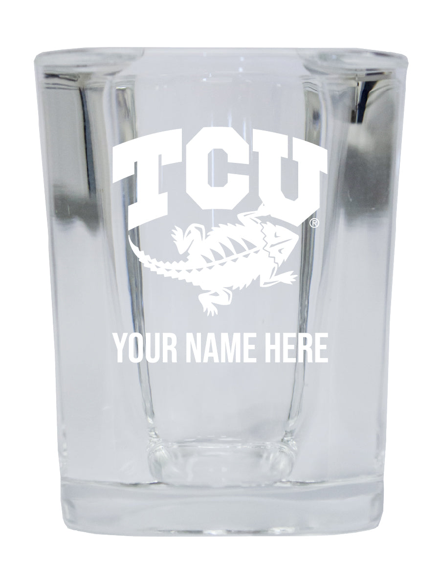 NCAA Texas Christian University Personalized 2oz Stemless Shot Glass - Custom Laser Etched 