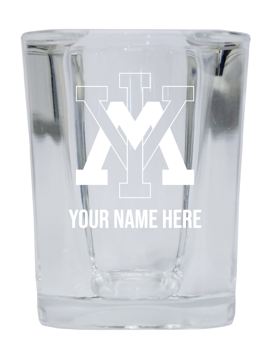 Personalized VMI Keydets Etched Square Shot Glass 2 oz With Custom Name