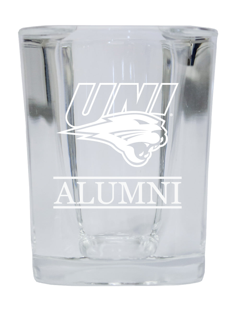 NCAA Northern Iowa Panthers Alumni 2oz Laser Etched Square Shot Glass 