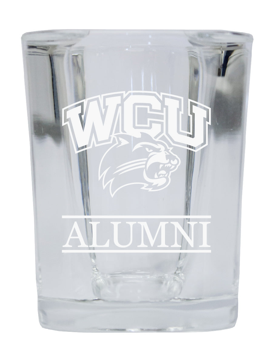 NCAA Western Carolina University Alumni 2oz Laser Etched Square Shot Glass 