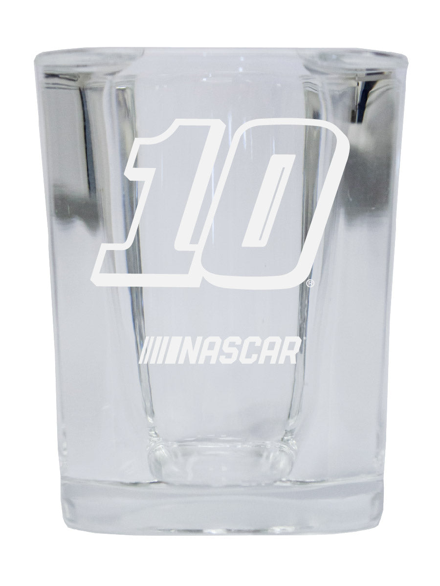 R and R Imports Aric Almirola NASCAR #10 Etched Square Shot Glass 4-Pack