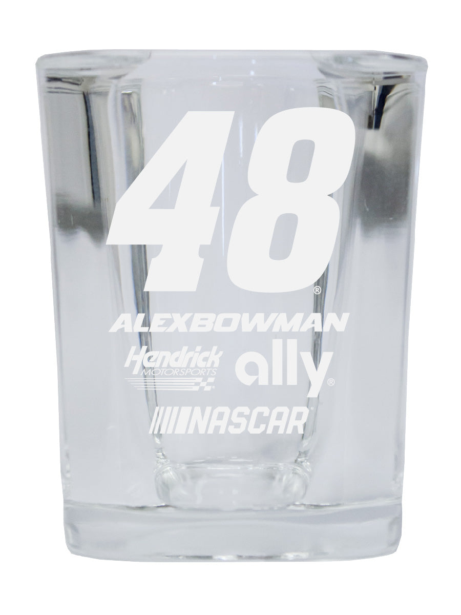 R and R Imports Alex Bowman NASCAR #48 Etched Square Shot Glass 4-Pack