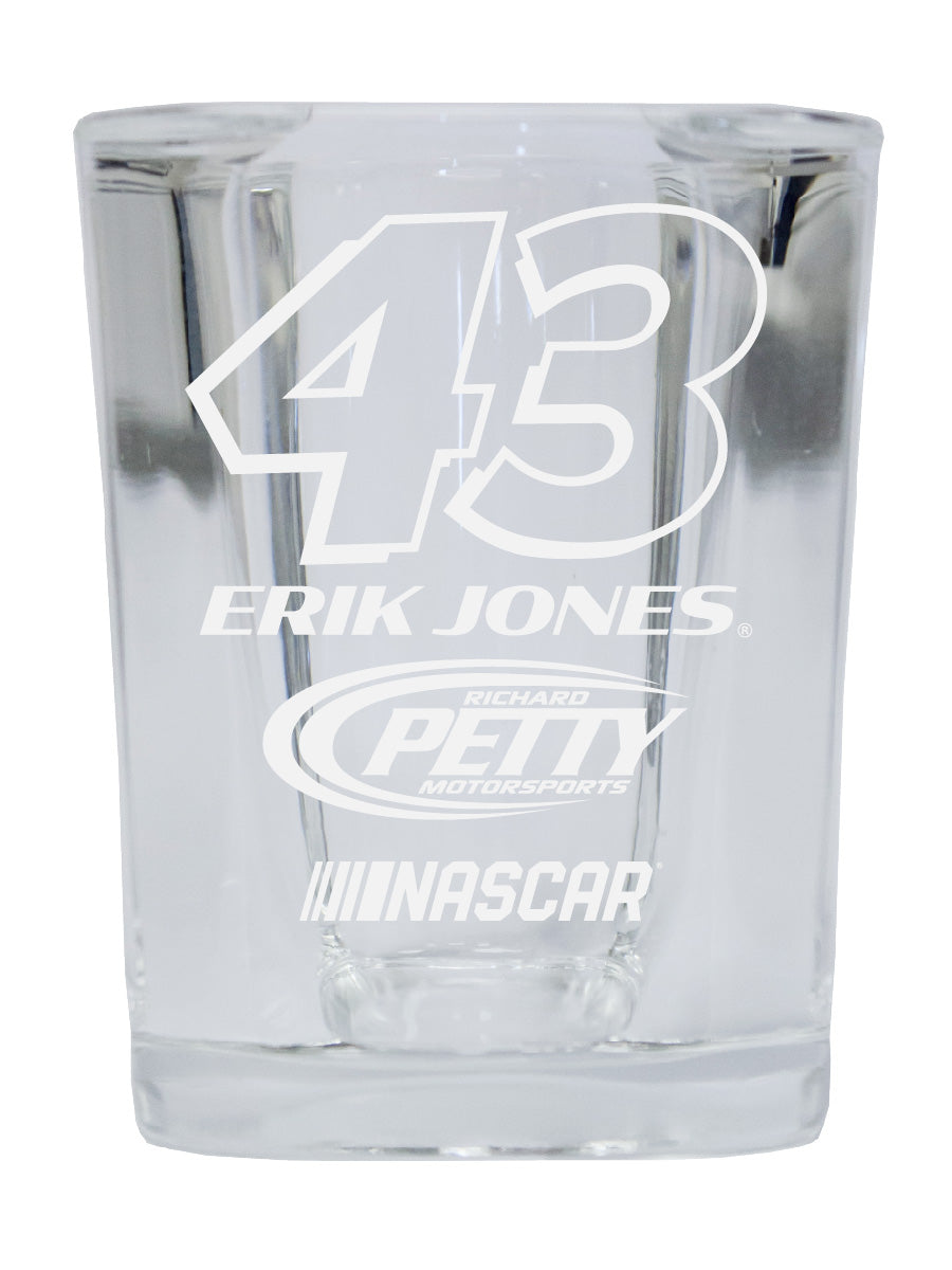 R and R Imports Erik Jones NASCAR #43 Etched Square Shot Glass 4-Pack
